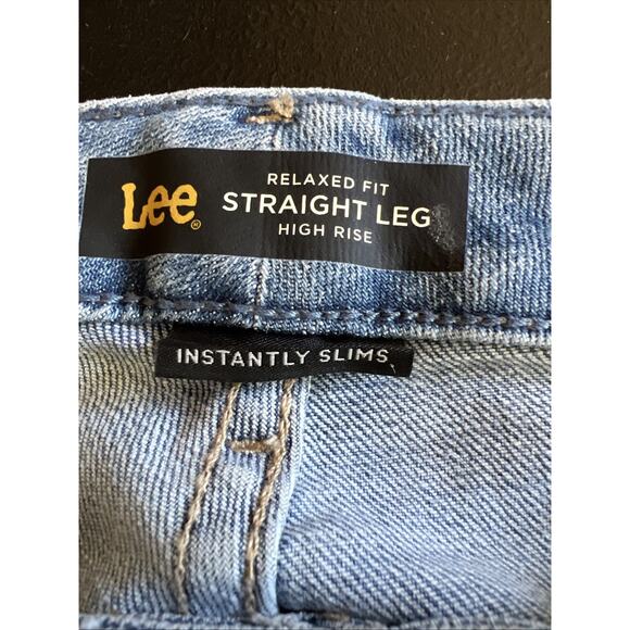 Lee Jeans Women's 16 Long Blue Relaxed Fit Straight High Rise Denim Stretch NEW - Picture 8 of 12